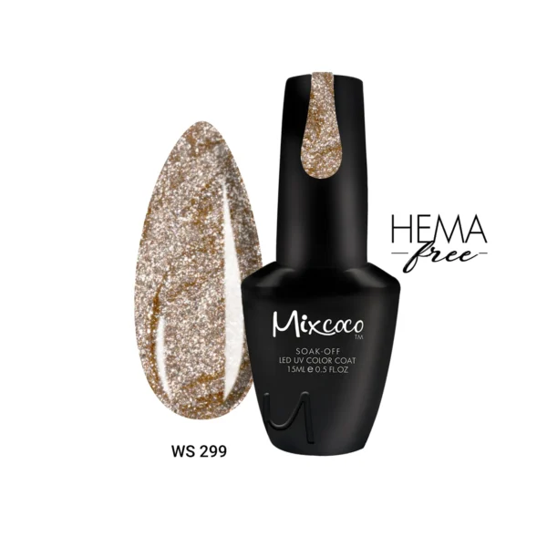 WS 299 ΗΜΙΜΟΝΙΜΟ ΒΕΡΝΙΚΙ MIXCOCO 15ML (GOLD)